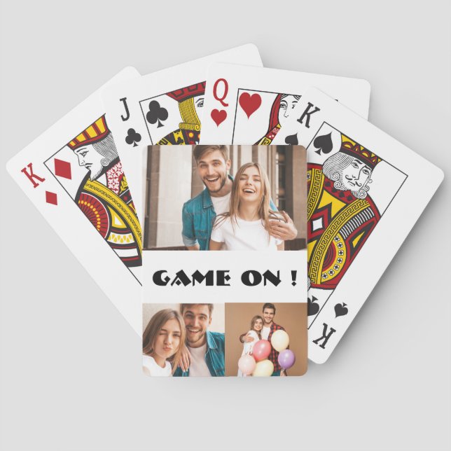 Young couple Game on photo collage personalized Playing Cards (Back)