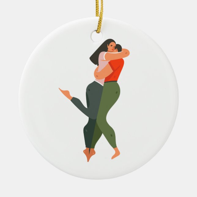 Young Couple In Love Ceramic Ornament (Front)