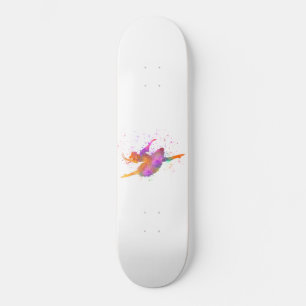 young dancer in watercolor skateboard