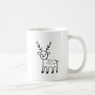 Young Deer in Black and White Sketch Coffee Mug