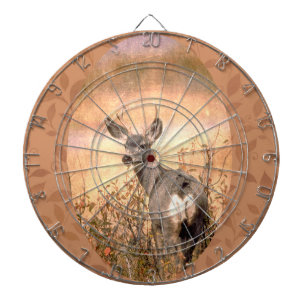 Young Deer in Wildflowers with Grungy Texture Art Dartboard