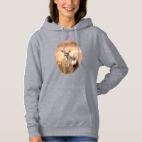 Young Deer in Wildflowers with Grungy Texture Art