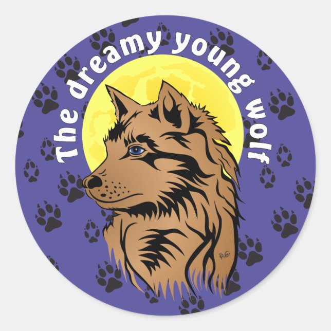young dreamy wolf sticker (Front)