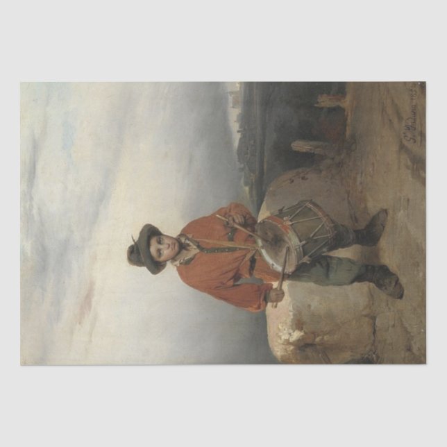 Young Drummer Boy (by Gerolamo Induno) Tissue Paper (Front)