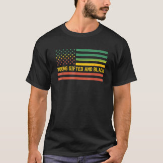 Young Ed And Black History Us Flag African America T-Shirt