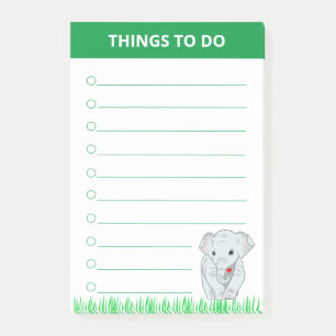 Young Elephant on Grass Plants Things To Do Post-it Notes