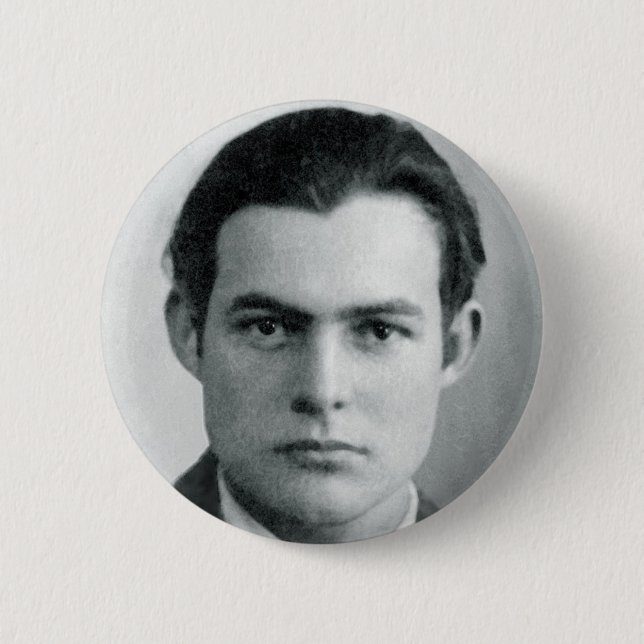 Young Ernest Hemingway button (Front)