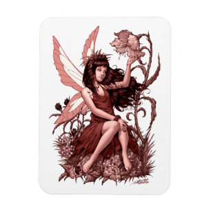 Young Fairy with Flowers by Al Rio Magnet