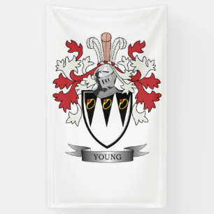 Young Family Crest Coat of Arms Banner