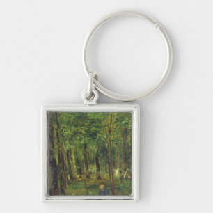 Young Farmer sitting in the Forest, 1878 Keychain