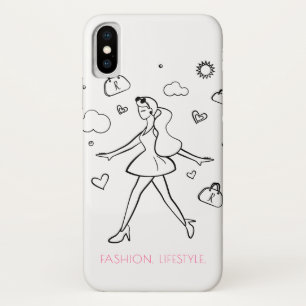 Young Fashion Girl - Sketched Art in Black & White Case-Mate iPhone Case