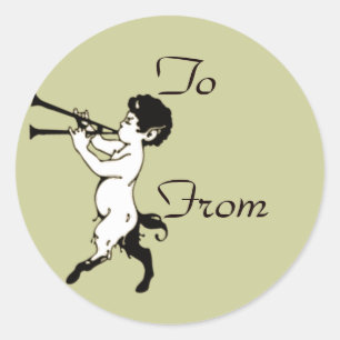 Young Faun With Double Flute Clr Classic Round Sticker