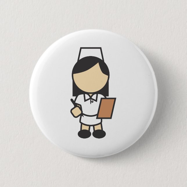 Young Female Nurse Icon 2 Inch Round Button (Front)