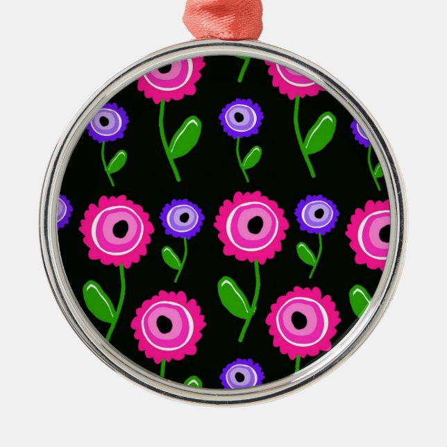 Young Florals Metal Ornament (Front)
