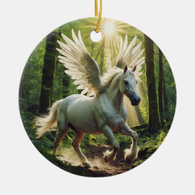 Young Forest Pegasus  Ceramic Ornament (Front)