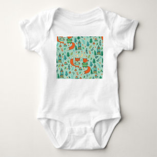 Young Foxes: Children's Seamless Pattern. Baby Bodysuit