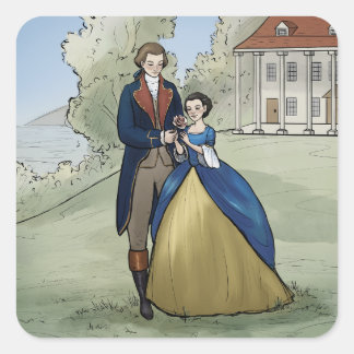 Young George and Martha Washington at Mount Vernon Square Sticker