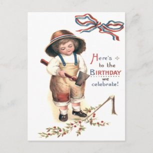 Young George Washington Chopping Down Cherry Tree Postcard