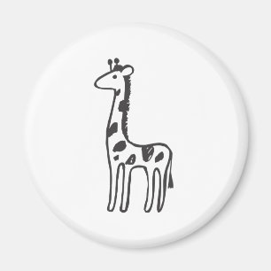 Young Giraffe in Black and White Sketch Magnet