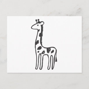 Young Giraffe in Black and White Sketch Postcard