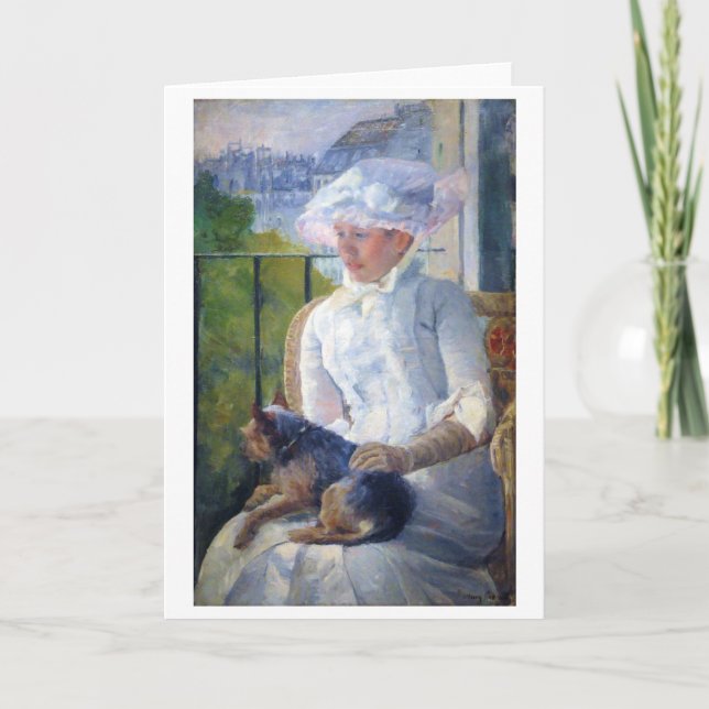 Young Girl and Her Dog, Mary Cassatt Card (Front)