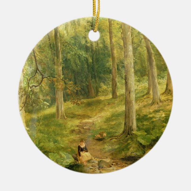 Young Girl Bathing her Feet Ceramic Ornament (Front)