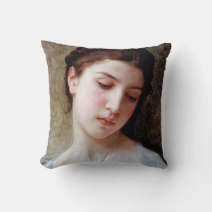 Young Girl, Bouguereau Throw Pillow