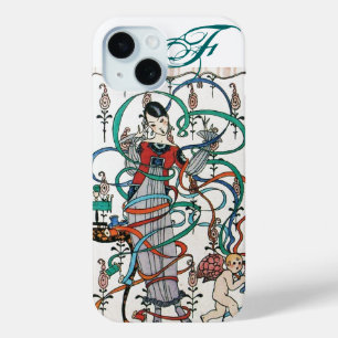 YOUNG GIRL ,COLORFUL RIBBON SWIRLS ,CUPID Monogram iPhone 15 Case