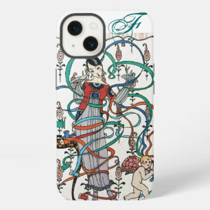 YOUNG GIRL ,COLORFUL RIBBON SWIRLS ,CUPID Monogram iPhone 13 Case