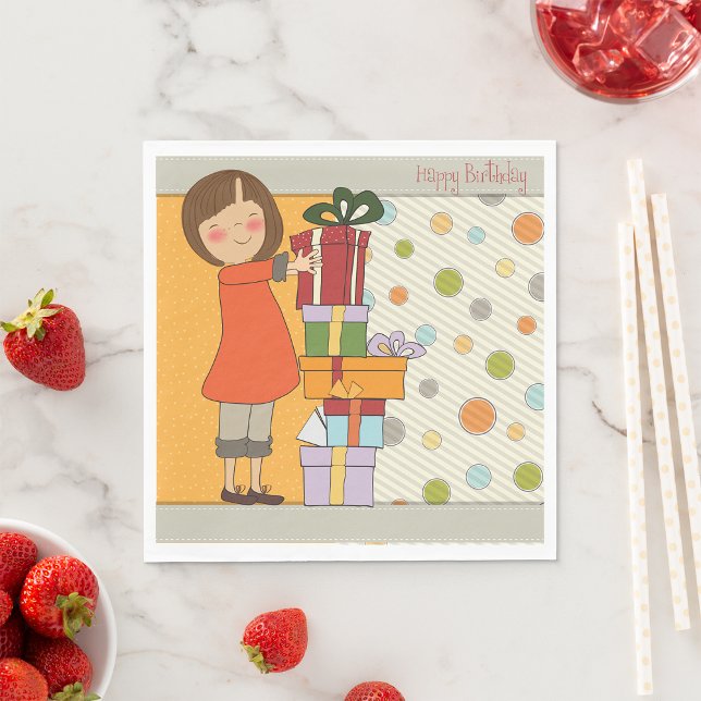 Young Girl Happy Birthday Napkin (Creator Uploaded)