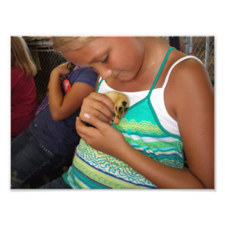 Young Girl Holding Baby Duck Photo Print