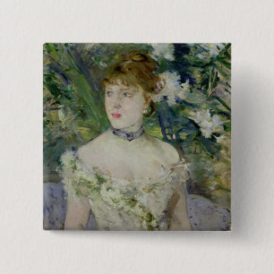 Young girl in a ball gown, 1879 2 inch square button