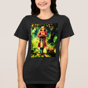 Young Girl in an Apple Orchard  Tri-Blend Shirt