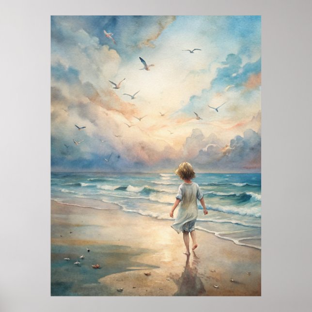 Young Girl on Beach Poster (Front)