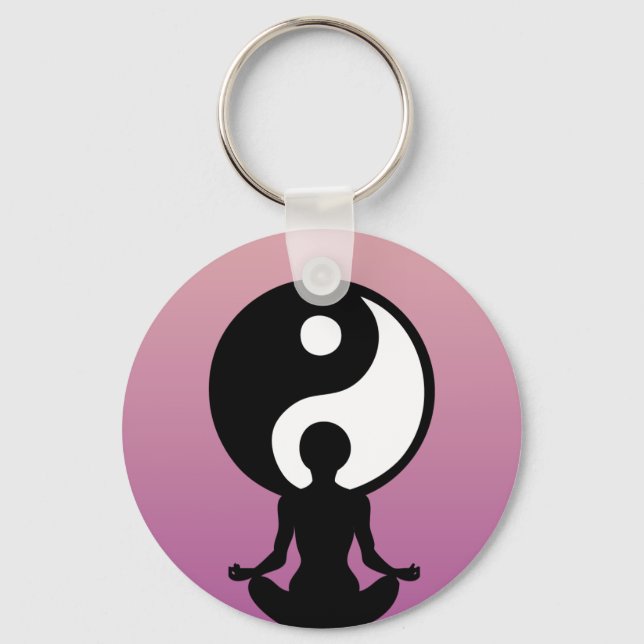 Young girl practicing yoga keychain (Front)