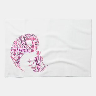Young girl practicising yoga under Yin Yang symbol Kitchen Towel