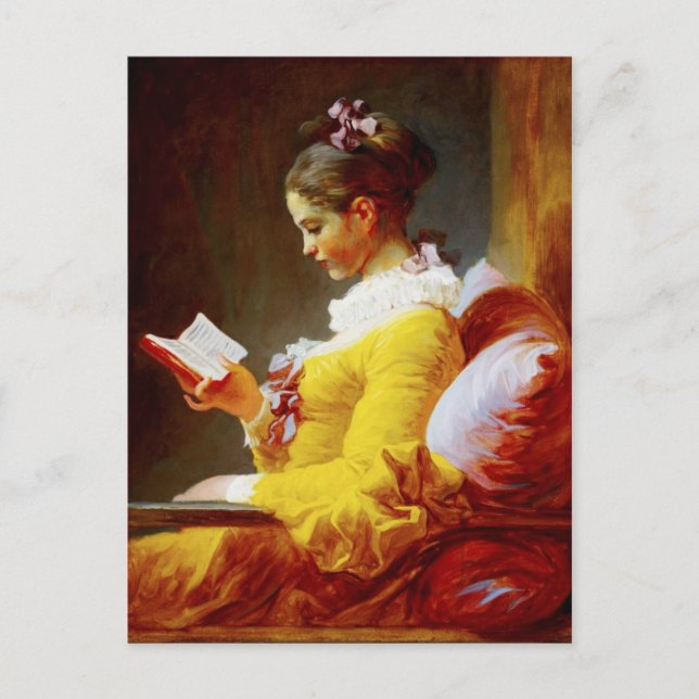 Young Girl Reading - 18th century painting Postcard (Front)