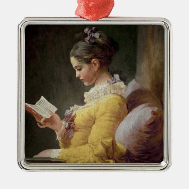 Young Girl Reading, c.1776 Metal Ornament (Front)