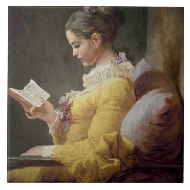 Young Girl Reading, c.1776 Tile (Front)