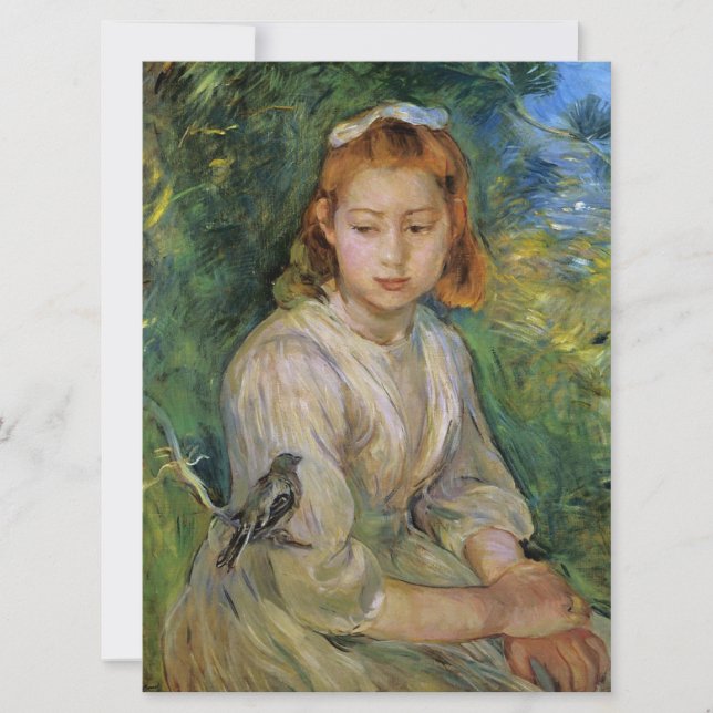 Young Girl With a Bird (by Berthe Morisot) Card (Front)