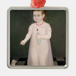 Young Girl with a Doll, 1838 Metal Ornament