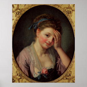 Young Girl with a Rose Poster