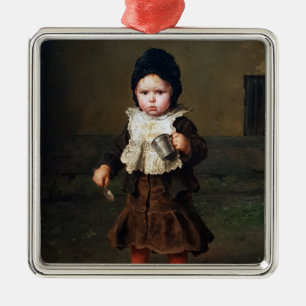 Young Girl with an Empty Cup (Ludwig Knaus) Metal Ornament