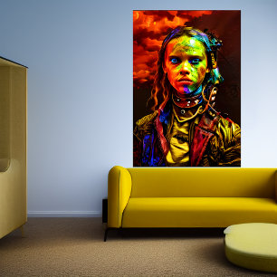 Young girl with blue eyes   AI Art  Poster