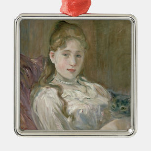 Young Girl with Cat, 1892 Metal Ornament