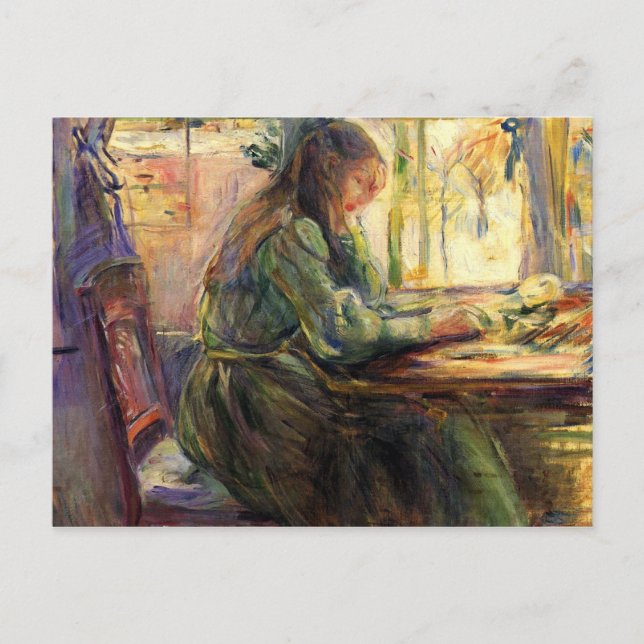 Young girl writing by Berthe Morisot Postcard (Front)