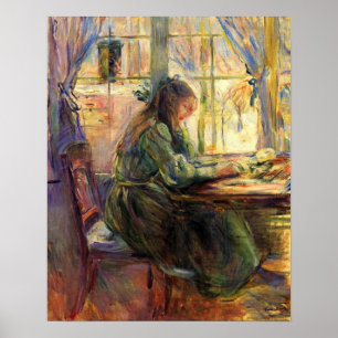 Young girl writing by Berthe Morisot Poster