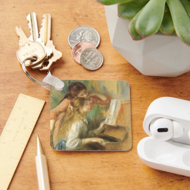 Young Girls at Piano by Pierre Renoir Keychain (Desk)