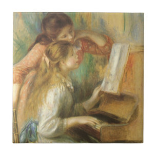 Young Girls at Piano by Pierre Renoir Tile