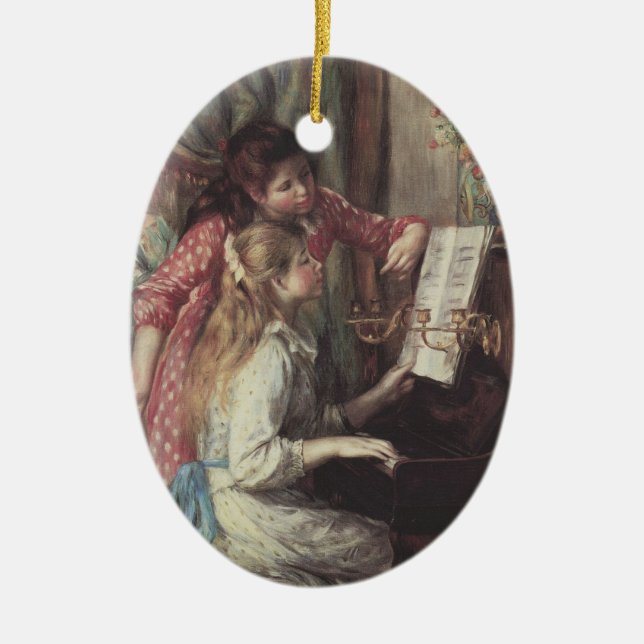 Young Girls at the Piano by Pierre Renoir Ceramic Ornament (Front)